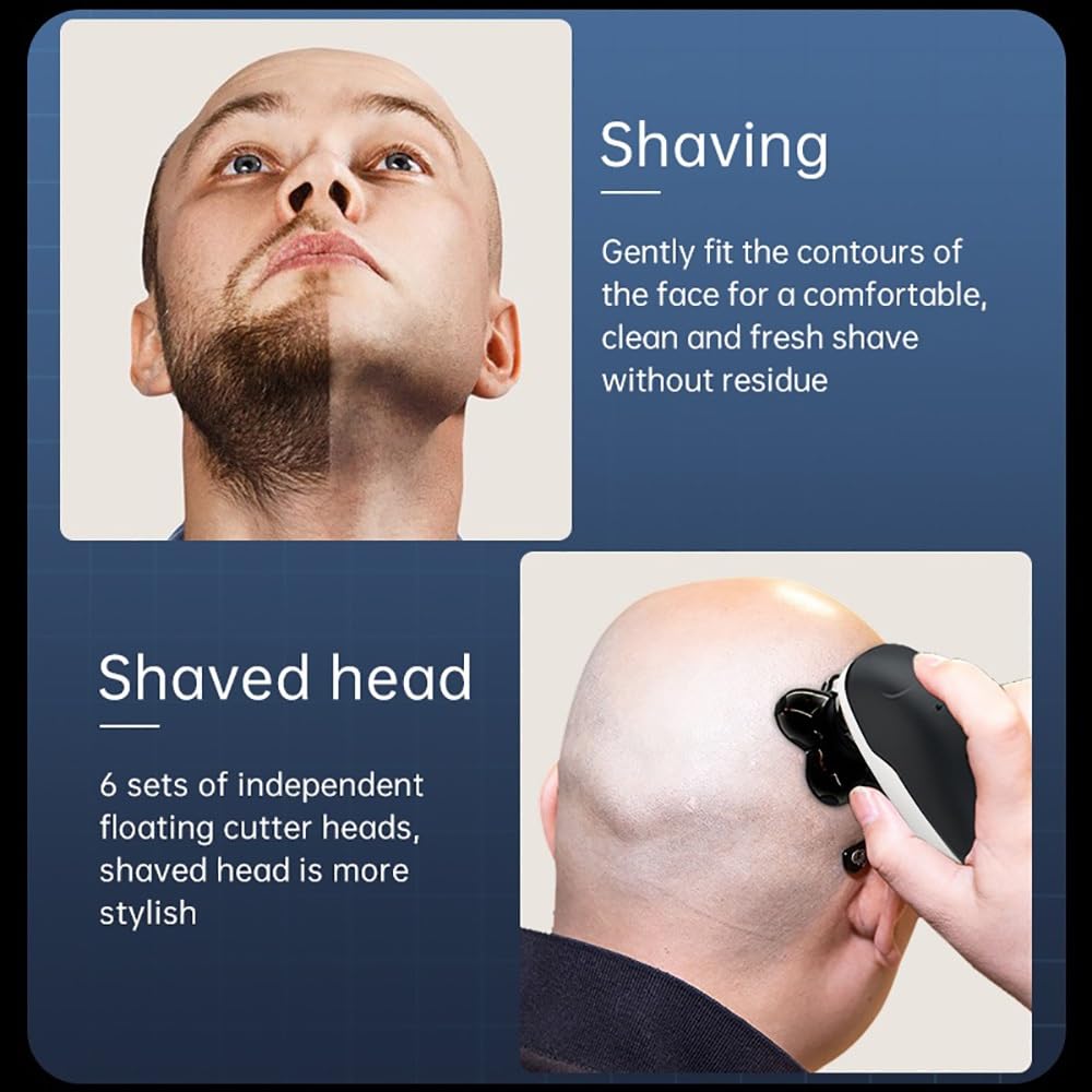 Head Shavers for Bald Men, 5 In 1 Electric Shaver For Men Beard Hair Trimmer Bald Head Razor 5D Floating Electric Nose Hair Trimmer LCD Display