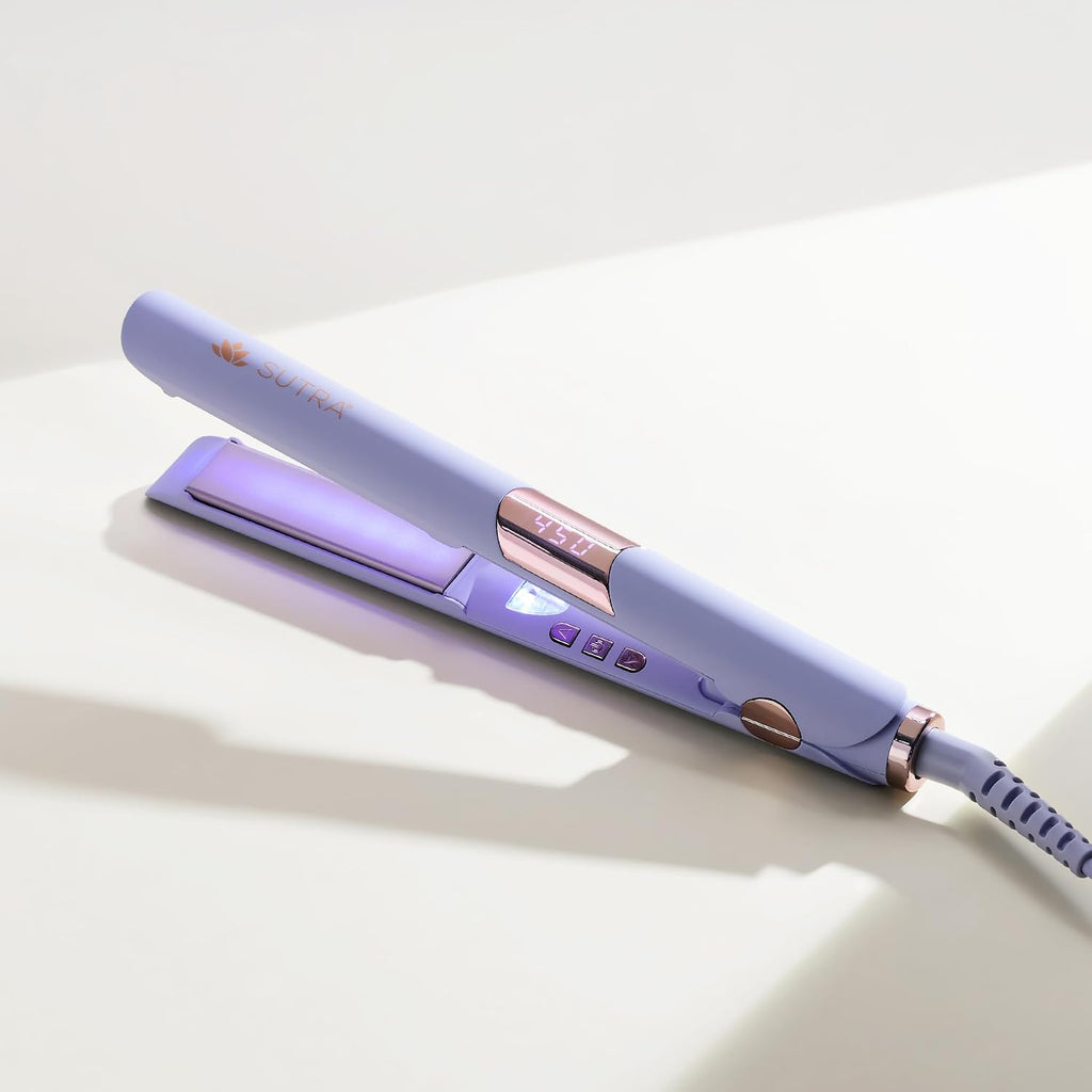 SUTRA Ultra Violet Flat Iron - 1' Infrared & Blue Light Ceramic Flat Iron with Ionic Technology, Digital Temp Control to 450°F, Floating Plates, Dual Voltage, Auto Shut Off, Smooth Styling