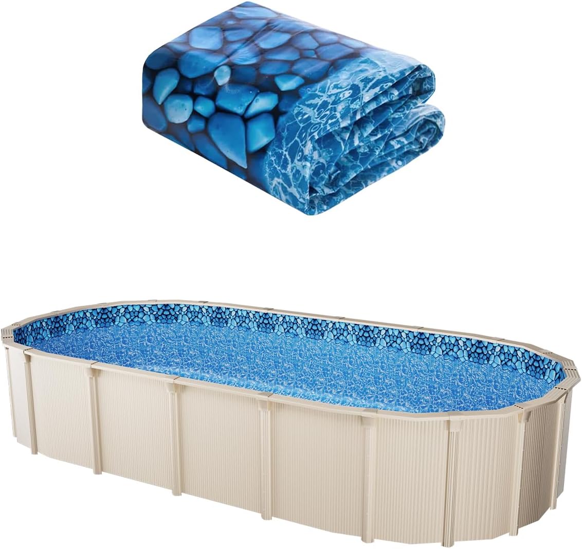 VEVOR 15 x 30 ft Oval Pool Liner, Unibead Above Ground Pool Liners, 52in Wall Height, Durable Standard Gauge Vinyl, Designed for Steel Sided Above-Ground Swimming Pools