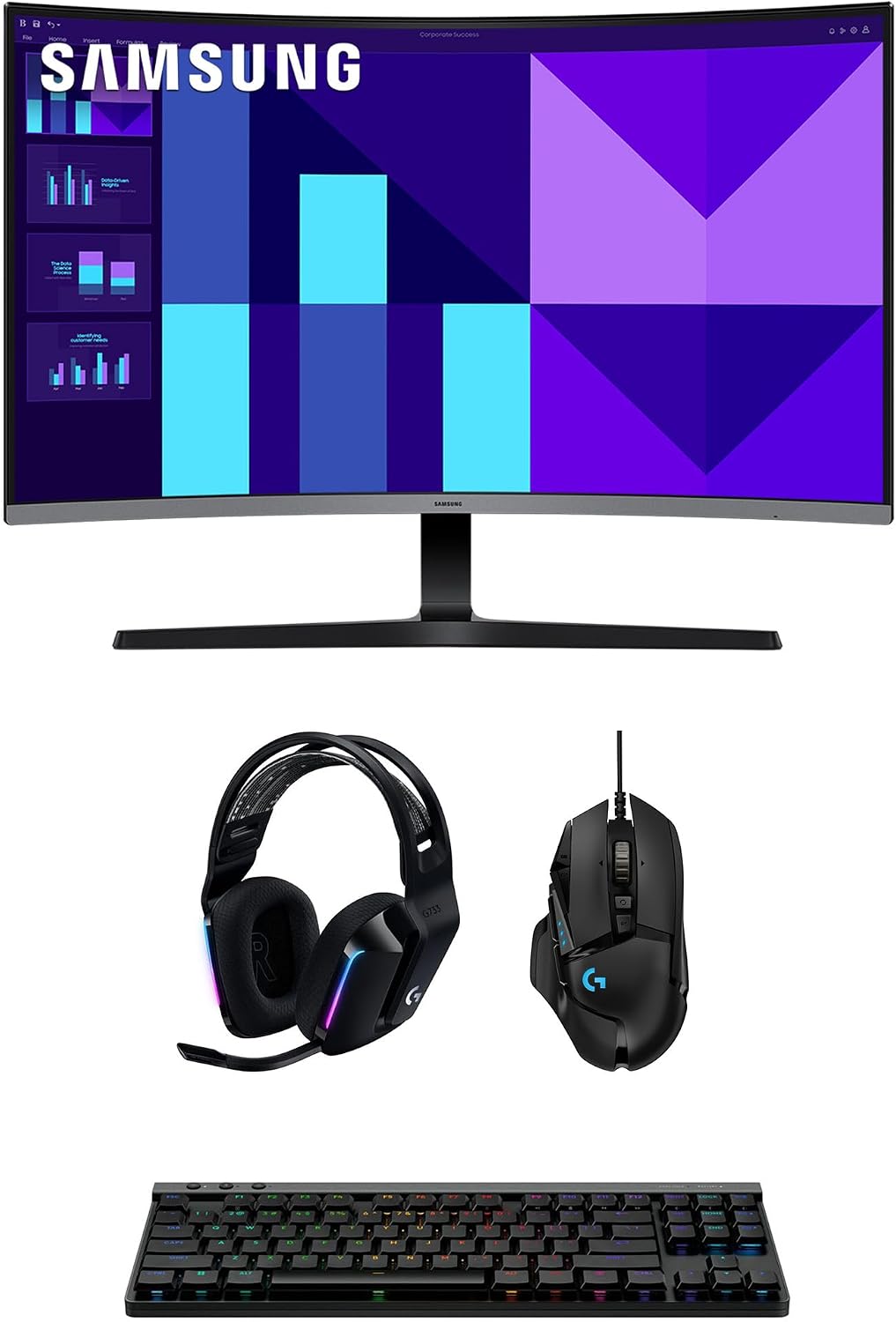Samsung LS27D396GANXZA S39GD FHD 100Hz Curved 27' Monitor with G733 Headset, G515 Keyboard, and G502 Mouse (2025)