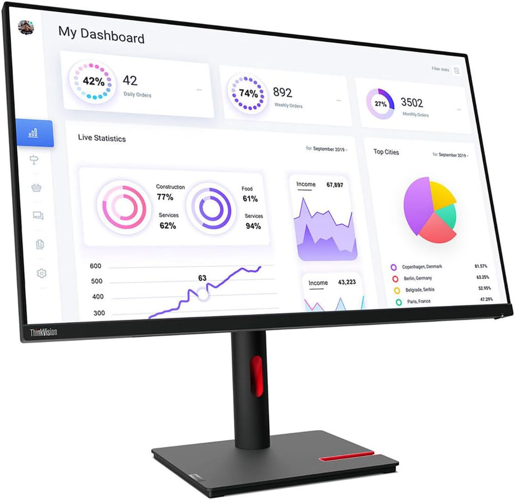 Lenovo ThinkVision T22i-30 21.5 Full HD WLED LCD Monitor - 16:9 - Raven Black
