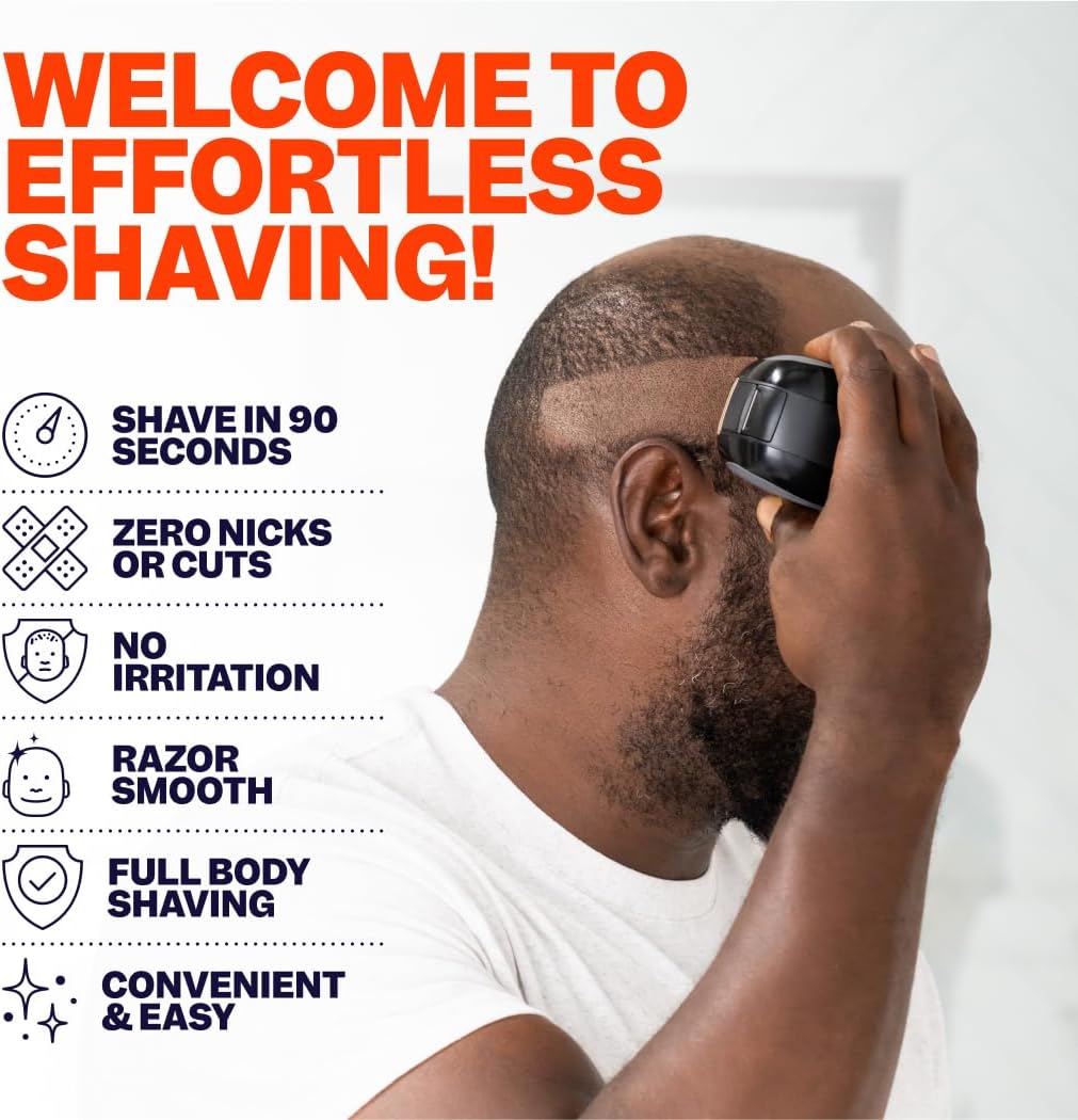 Freebird FlexSeries™ Shaver and Blade - Fast, Smooth, Water-Resistant Electric Head Shaver with 5 Flexible Blades, USB Rechargeable, Ideal for Bald Men and Women