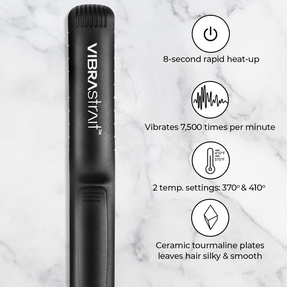 Essential Vibrating Ceramic Flat Iron, 1-Inch | Fast, Frizz-Free Ceramic Hair Straightener | Easy, Gentle Glide for Waves, Curls, Smooth Hair | Professional Hair Styling Tools