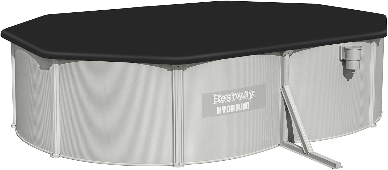 Bestway Hydrium 16'5' x 12' x 48' Above Ground Pool, Oval Steel Side Wall Frame Outdoor Swimming Pool Set with Sand Filter Pump, Ladder & Accessories
