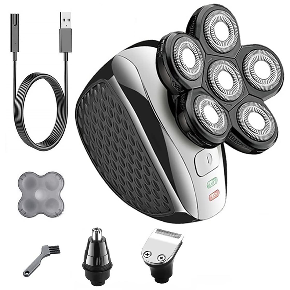 Electric Razor for Men, 6-blade Wet Dry Electric Shaver Facial Body 3 In 1 Grooming Kit Powerful Electric Razor Rechargeable Bald Shaving Machine For Men