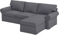 Sofa Covers Compatible with IKEA Ektorp 3 Three Seat Sofa with Chaise Slipcovers (Polyester Dark Gray 4 Chaise)