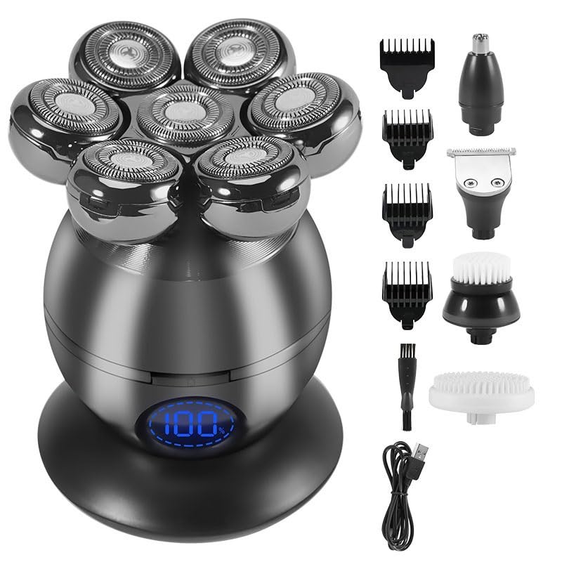 Head Shavers for Bald Men, 5-IN-1 Rechargeable Multi Grooming Kit Beard Hair Electric Shaver For Men Body Trimmer Facial Electric Razor Balde Shaving Machine