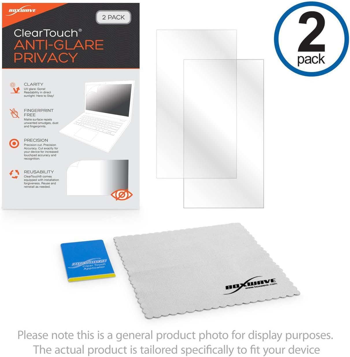 BoxWave Screen Protector Compatible With Sony INZONE M10S OLED QHD 480Hz Gaming Monitor (27 in) - ClearTouch Anti-Glare Privacy (2-Pack), Privacy Screen Protector Flexible Film Anti-Glare