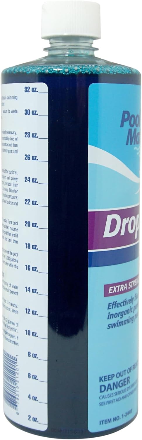 Pool Mate 1-Quart 12-Pack Premium Drop Down Liquid Flocculant, Pool Clarifier, Made in USA