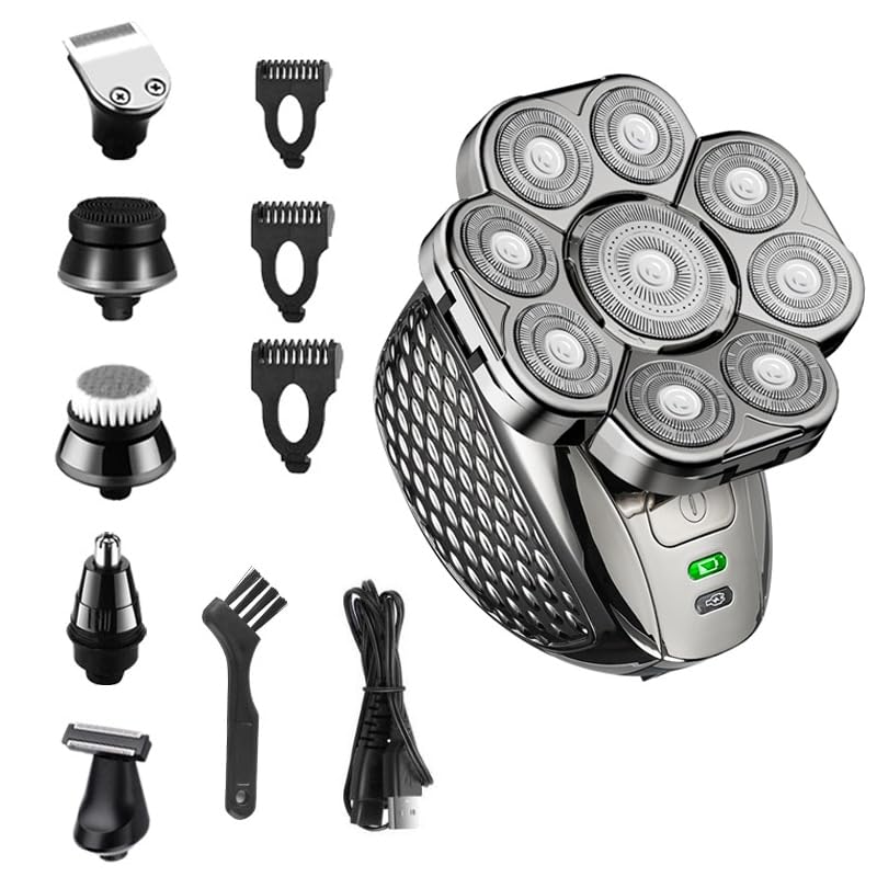 Head Shavers for Bald Men, 6 In 1 Grooming Kit Head Electric Shaver For Men Beard Hair Trimmer Facial Razor Body Bald Shaving Machine Wet Dry Rechargeable