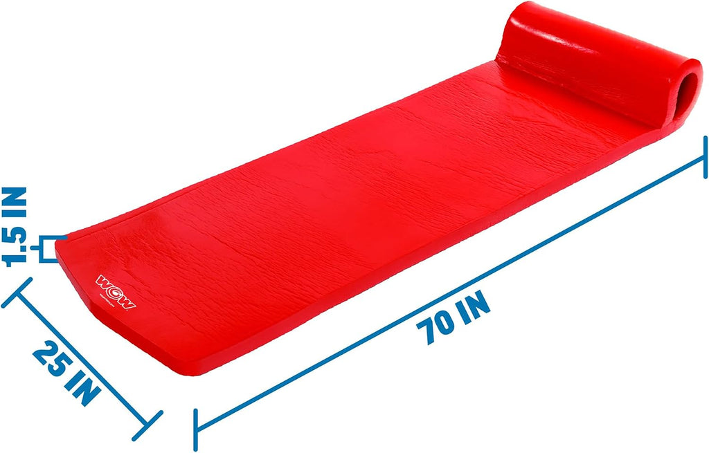 Wow Sports Dipped Foam Floating Mat - Red - 6 ft - for Lakes & Pools - Versatile Adult Pool Float & Camping Pad