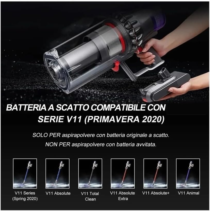 LINGYUE 8000mAh Li-ion Rechargeable Power Cell Replacement Compatible for Dyson Batter V11 SV15 Absolute & Animal(8000mAh)
