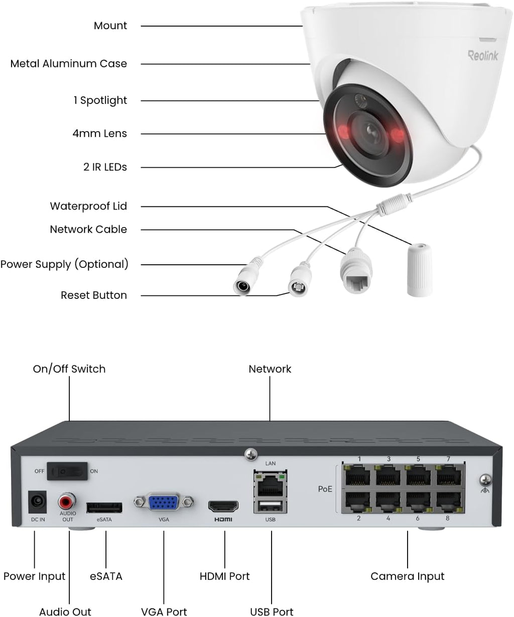 REOLINK New Version 12MP Smart Security System with AI Video Search, Person/Vehicle/Animal Detection Color & Infrared Night Vision, Two-Way Talk, 24/7 Recording, Perimeter Protection, RLK8-1200D4-A