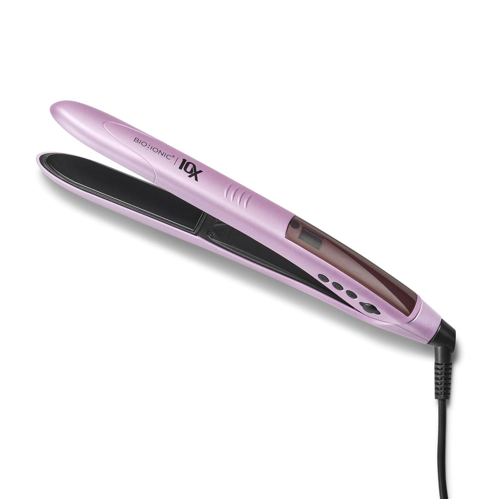 Bio Ionic 10X Styling Iron, 1' Hair Straightener with Moisturizing Heat Technology, Flat Iron for 10-Minute Styling, Hair Straightener and Curler, Soft Amethyst