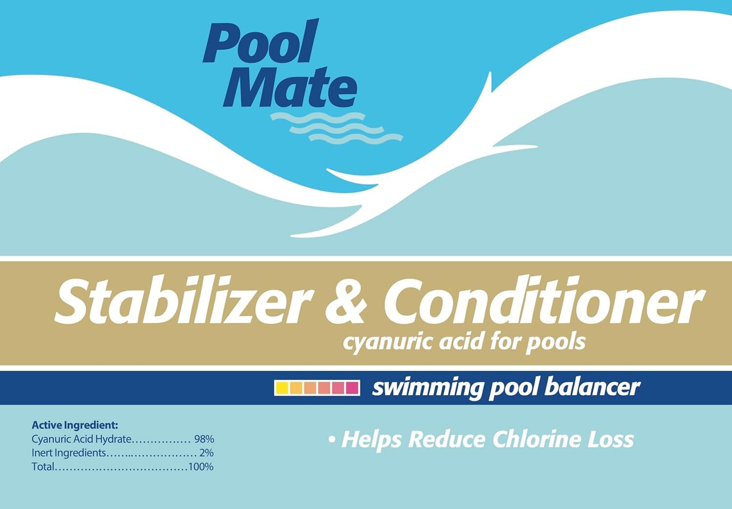 Pool Mate 32-Pounds Premium Pool Stabilizer and Conditioner, Concentrated Cyanuric Acid for Pools, Helps Chlorine Last Longer