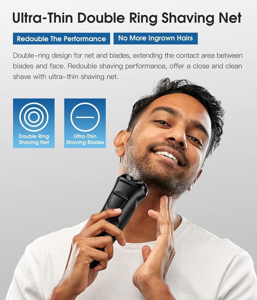 Electric Razor for Men, Electric Shaver For Men Rechargeable Cordless 3D Rotary Electric Razor Pop-up Beard Trimmer Face Shaving Machine