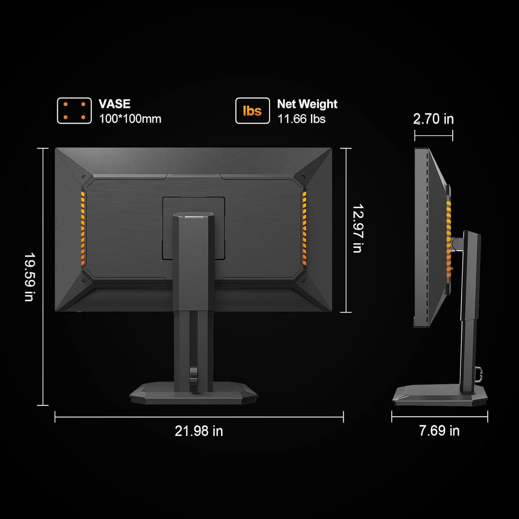 INNOCN 24.5' 2K QHD 2560 x 1440P 240Hz Monitor, Gaming Console Ready, Mini-LED Precisely Local Dimming, Monitor for Mac, HDMI 2.1, DP 1.4, Height Pivot Adjustable Stand, Black - 25M2S