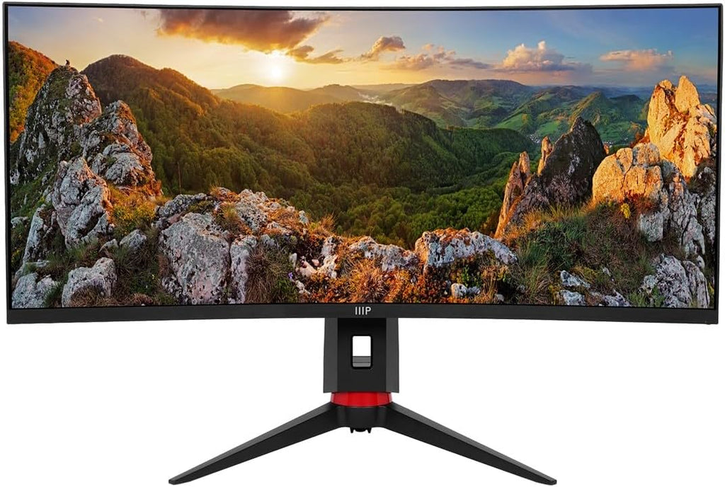 CrystalPro by Monoprice 34' Curved 1000R Ultrawide 1440P Monitor, 3440 x 1440P @ 165 Hz, 2ms (OD) VA Panel with USB Type‑C PD 65W and Height‑Adjustable Stand for Business & Gaming