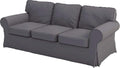 Sofa Covers Compatible with IKEA Ektorp 3 Seat Sofa Slipcovers (Polyester Flax Dark Gray, Ektorp Sofa)