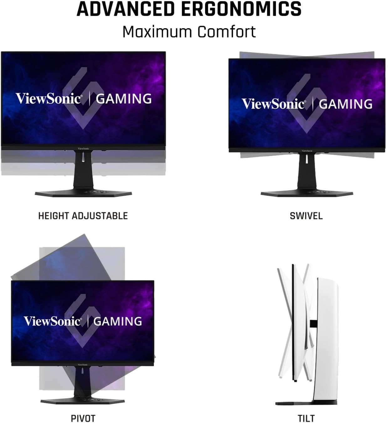 ViewSonic XG272-2K-OLED 27 Inch 1440p 240Hz White Gaming Ergonomic RGB OLED Monitor with up to 0.01ms, AMD FreeSync Premium, G-Sync Compatibility, and USB-C/HDMI v2.1/DP Inputs (Renewed)