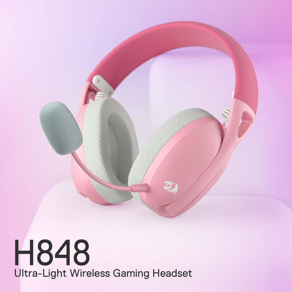 Redragon H848 Wireless Gaming Headset - Lightweight - 7.1 Surround Sound - 40MM Drivers - Detachable Microphone - Multi Platforms for PC, PS5/4/3, Switch, Mobile