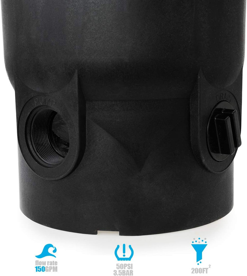 XtremepowerUS 200 sq/ft Pool Cartridge Filter for In-Ground Swimming Pool and Spa Pool Filter System for Pools Up to 72,000 Gallons, Black