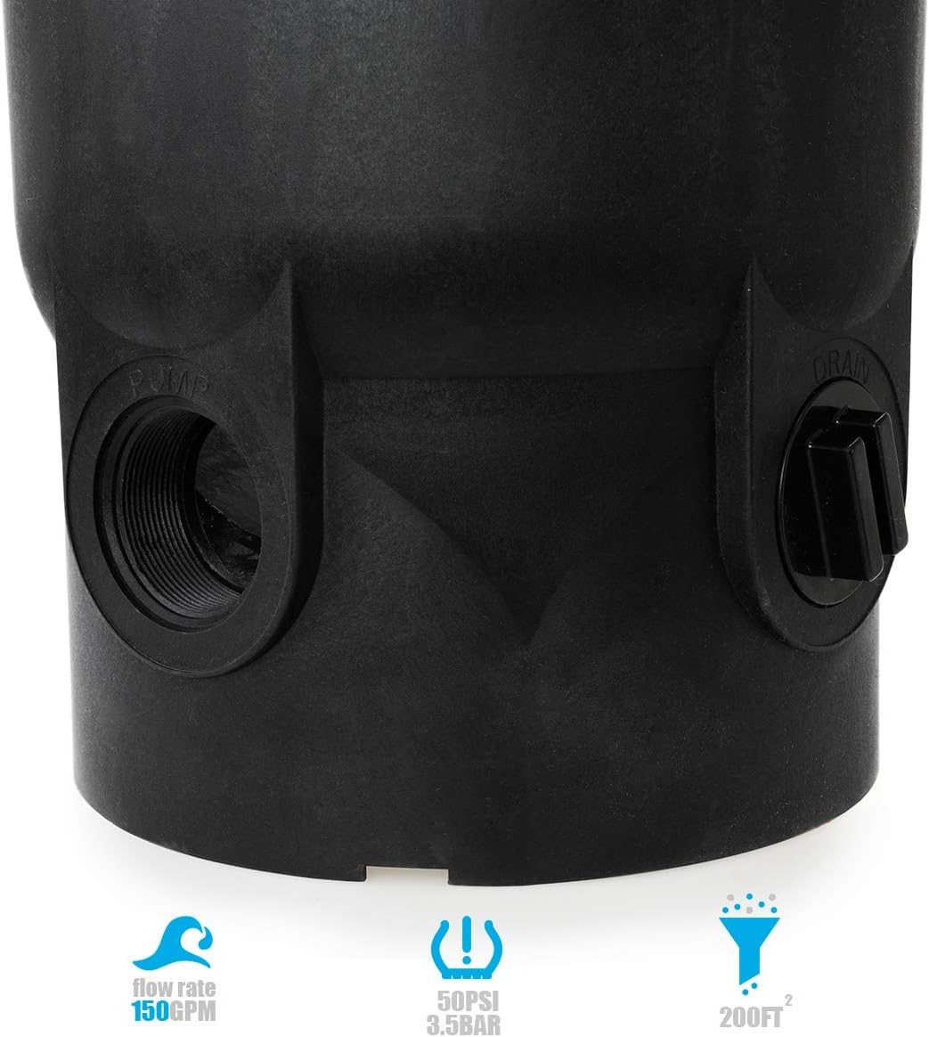 XtremepowerUS 200 sq/ft Pool Cartridge Filter for In-Ground Swimming Pool and Spa Pool Filter System for Pools Up to 72,000 Gallons, Black