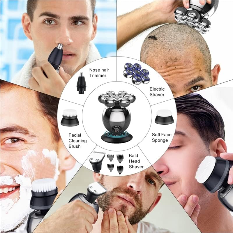 Electric Razor for Men, 7-blade Grooming Kit Electric Shaver For Men Head Rechargeable Electric Razor Body Beard Hair Trimmer Bald Shaving Machine