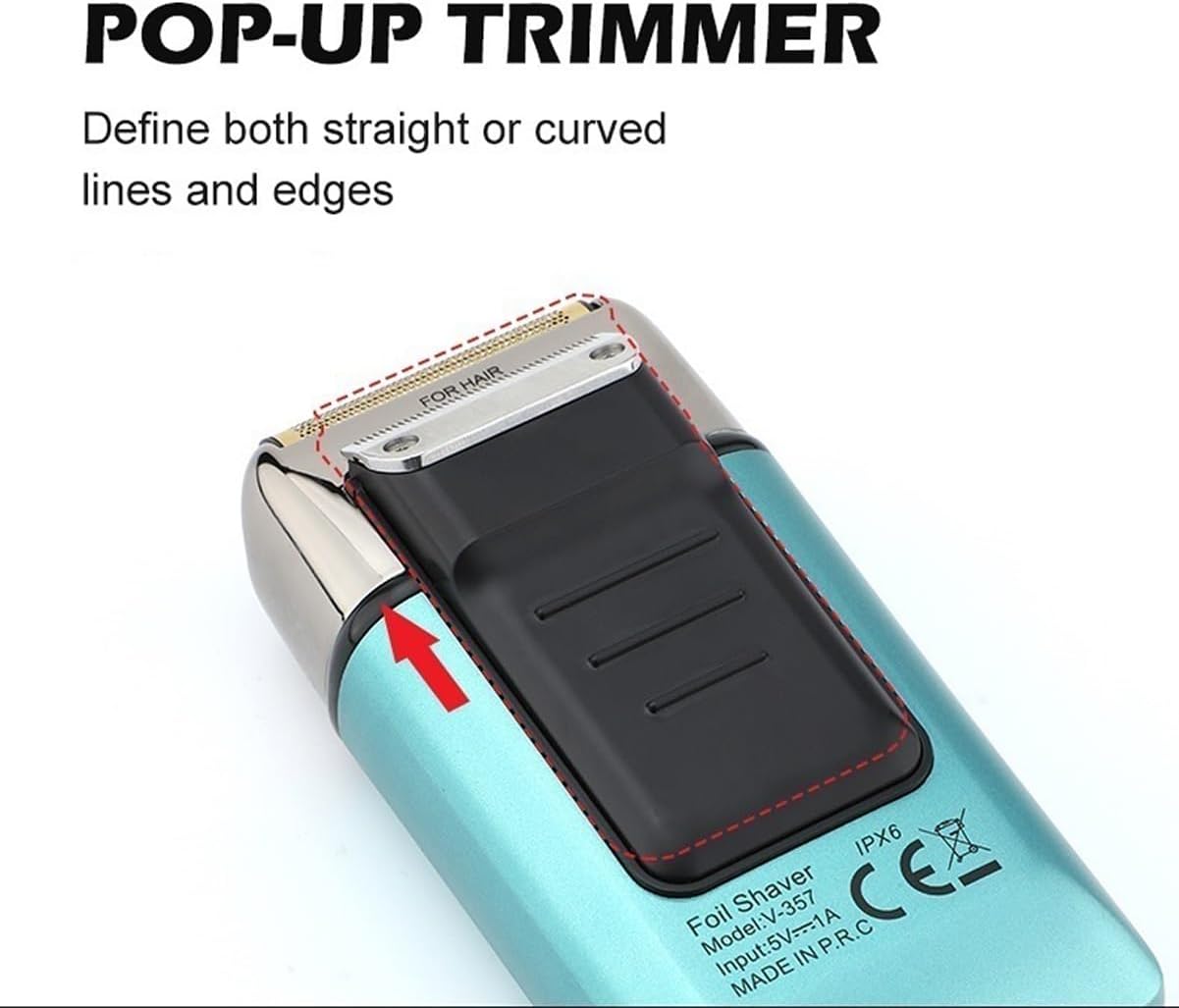 Head Shavers for Bald Men, Electric Shaver Professional Razor Beard Trimmer Shaving Machine Waterproof Rechargeable Foil Shaver for Bald Beard VGR V-357 (Color : Blue with Box)
