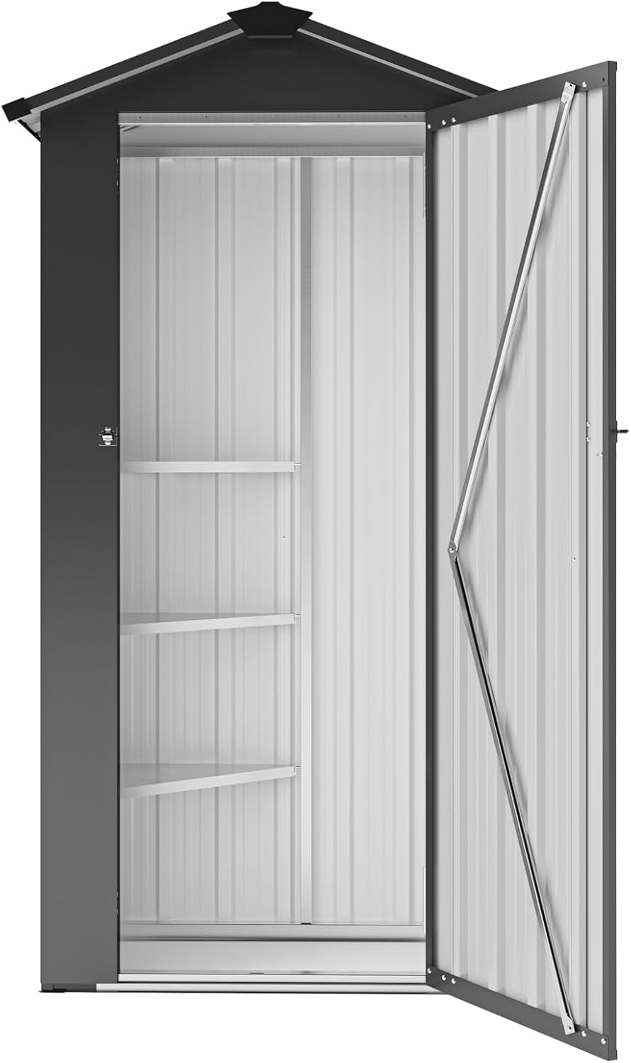 YOPTO 2.5x1.4 FT Outdoor Storage Shed, Tool Shed with Waterproof Roof and Lockable Door,Metal Shed with Adjustable Open Shelves for Backyard Garden Patio Lawn,Black