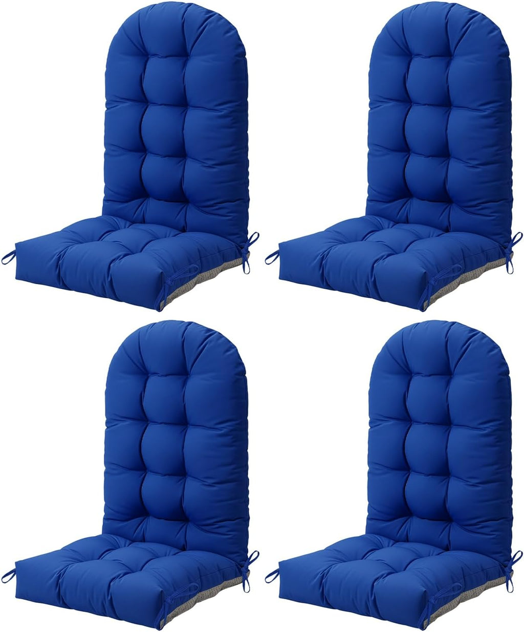 FOOWIN Adirondack Chair Cushion Set of 4, Thickened Rocking Chair Cushion,48.5×20.8×5.7 Inches,High Back Patio Cushions with Ties, Waterproof & UV-Protected, for Indoor and Outdoor, Navy Blue