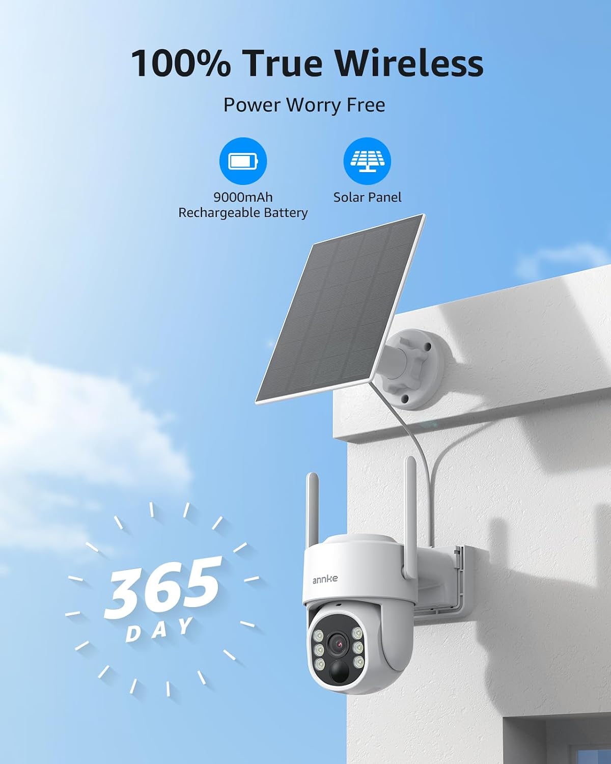 ANNKE Wireless Security Solar Camera System with 7'' IPS Touch Screen, 2 X 4MP Camera Equipped with Solar Panels, Human Detection, 360°Pan & Tilt, 2-Way Audio