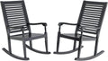 Sophia & William Outdoor Wood Rocking Chairs Set of 2 Black, Patio Rocking Chair for Porch, Patio, Garden, Lawn, Balcony, Backyard and Indoor, 2 Pack