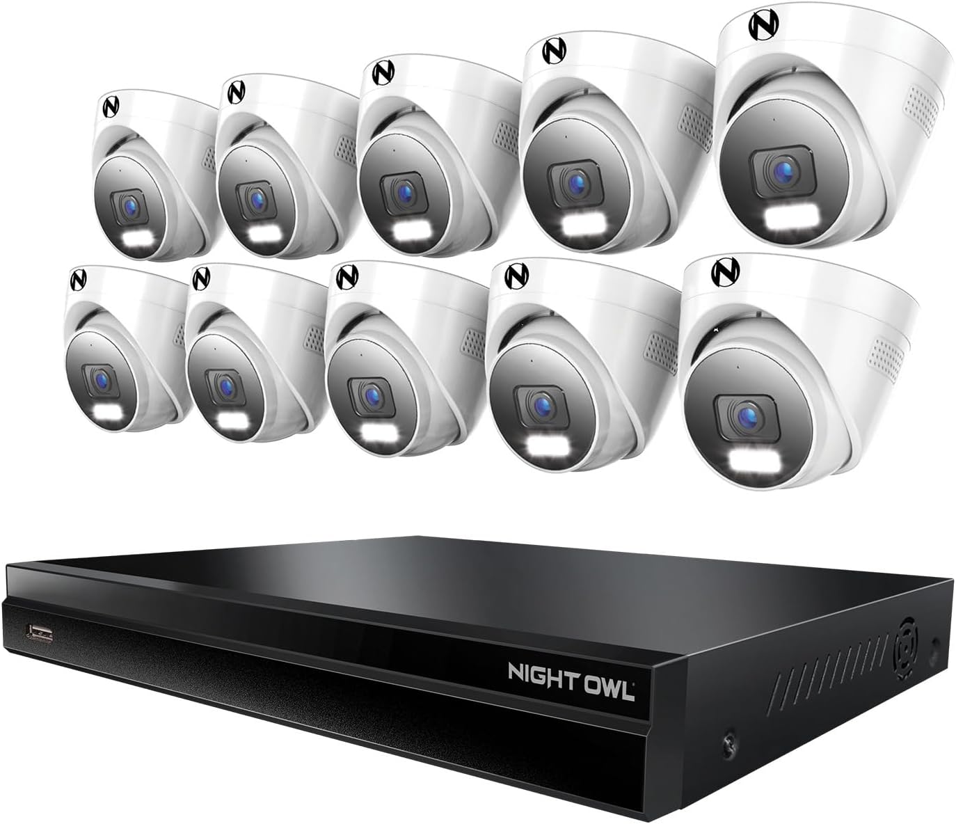 Night Owl 2-Way Audio 32 Channel 12MP NVR with 16TB HDD and 10 Wired IP 12MP Deterrence Dome Cameras