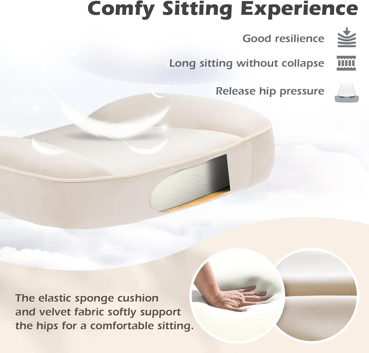 SEATZONE Home Office Desk Chairs with Wheels and Armrests,Office Chair Comfortable Ergonomic Mesh with Teddy Fleece Fabric Executive Computer Chairs for Adults and Teens,Beige