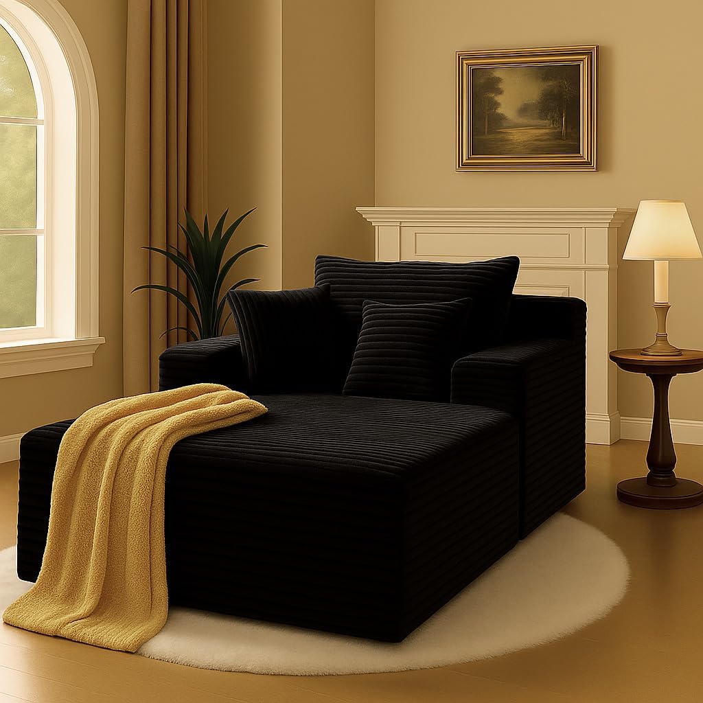 COMHOMA 105'Modular Sectional Sofa with Deep Seat,Cloud Upholstered L-Shape Couch Wide Arms Corduroy Fabric High-Density Foam Chaise Lounge for Living Room No Assembly Required