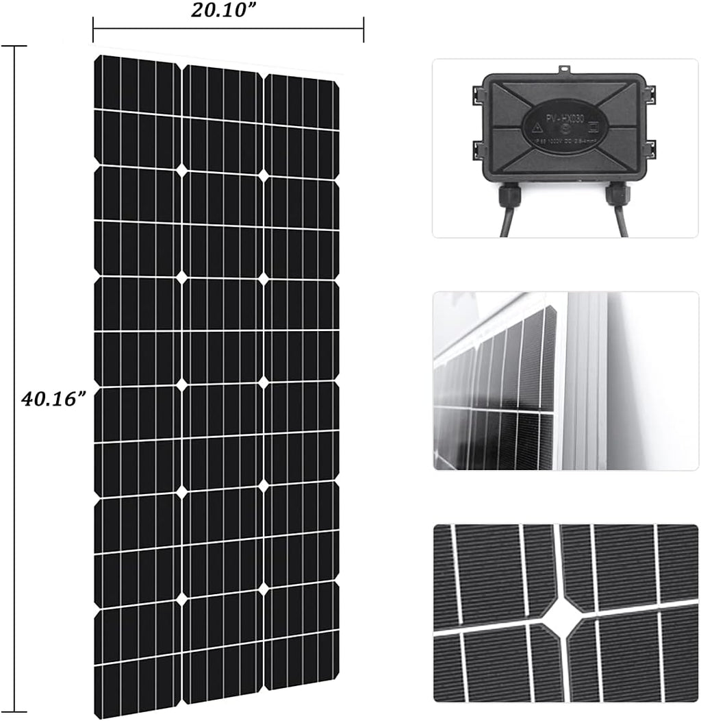 300W Solar Panel Wind Turbine Generator Kit: 100W 12V Wind Turbine + 100W Monocrystalline Solar Panel + Charge Controller + Z Brackets Mount + Cable Connections for Home Cabin Shed Boat RV