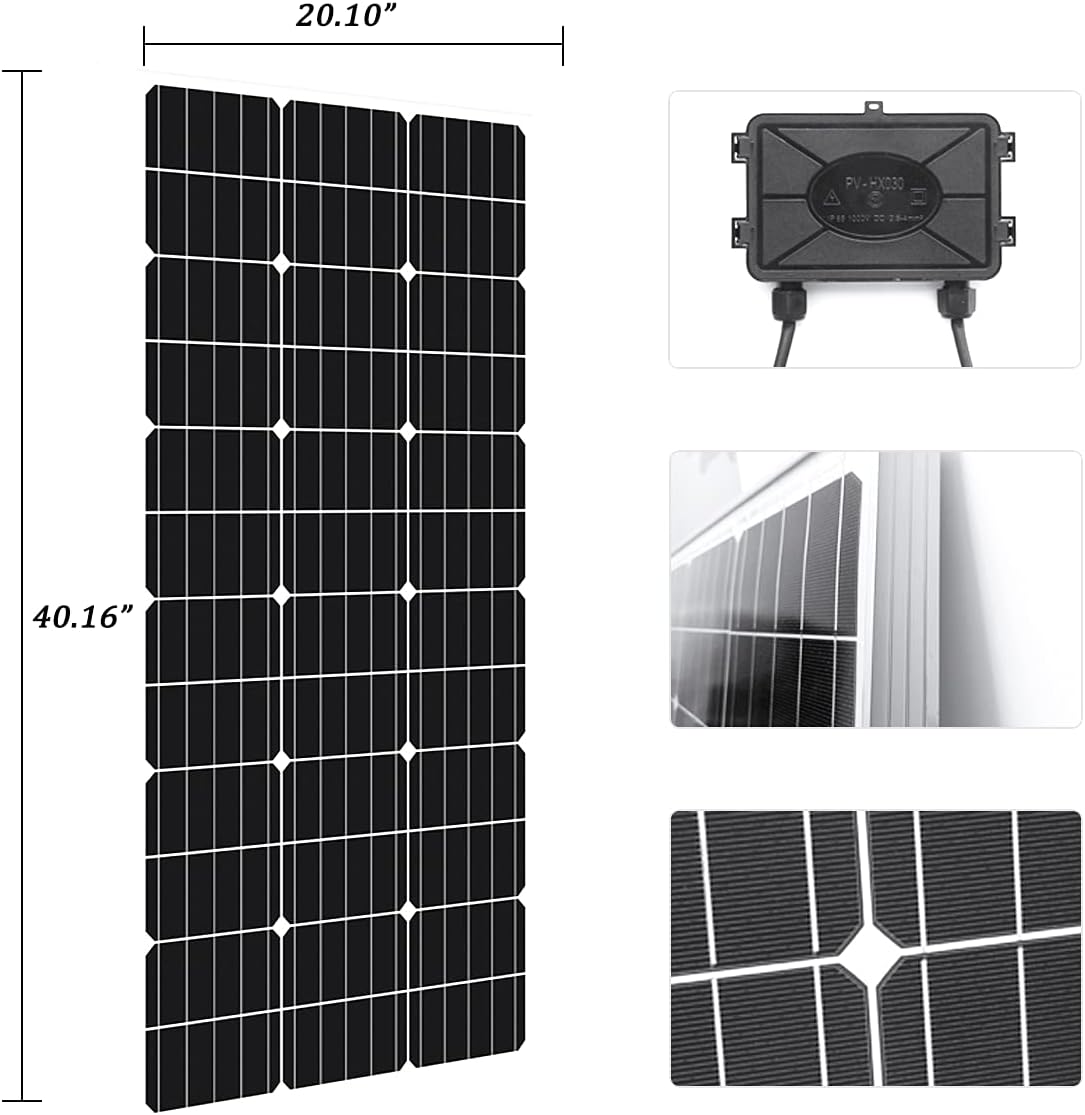 300W Solar Panel Wind Turbine Generator Kit: 100W 12V Wind Turbine + 100W Monocrystalline Solar Panel + Charge Controller + Z Brackets Mount + Cable Connections for Home Cabin Shed Boat RV