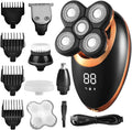 Electric Razor for Men, Electric Shaver for Men Beard Hair Trimmer Electric Razor 5D Floating Five Blade Heads Electric Nose Hair Trimmer LCD Display ( Color : Golden-Package A )