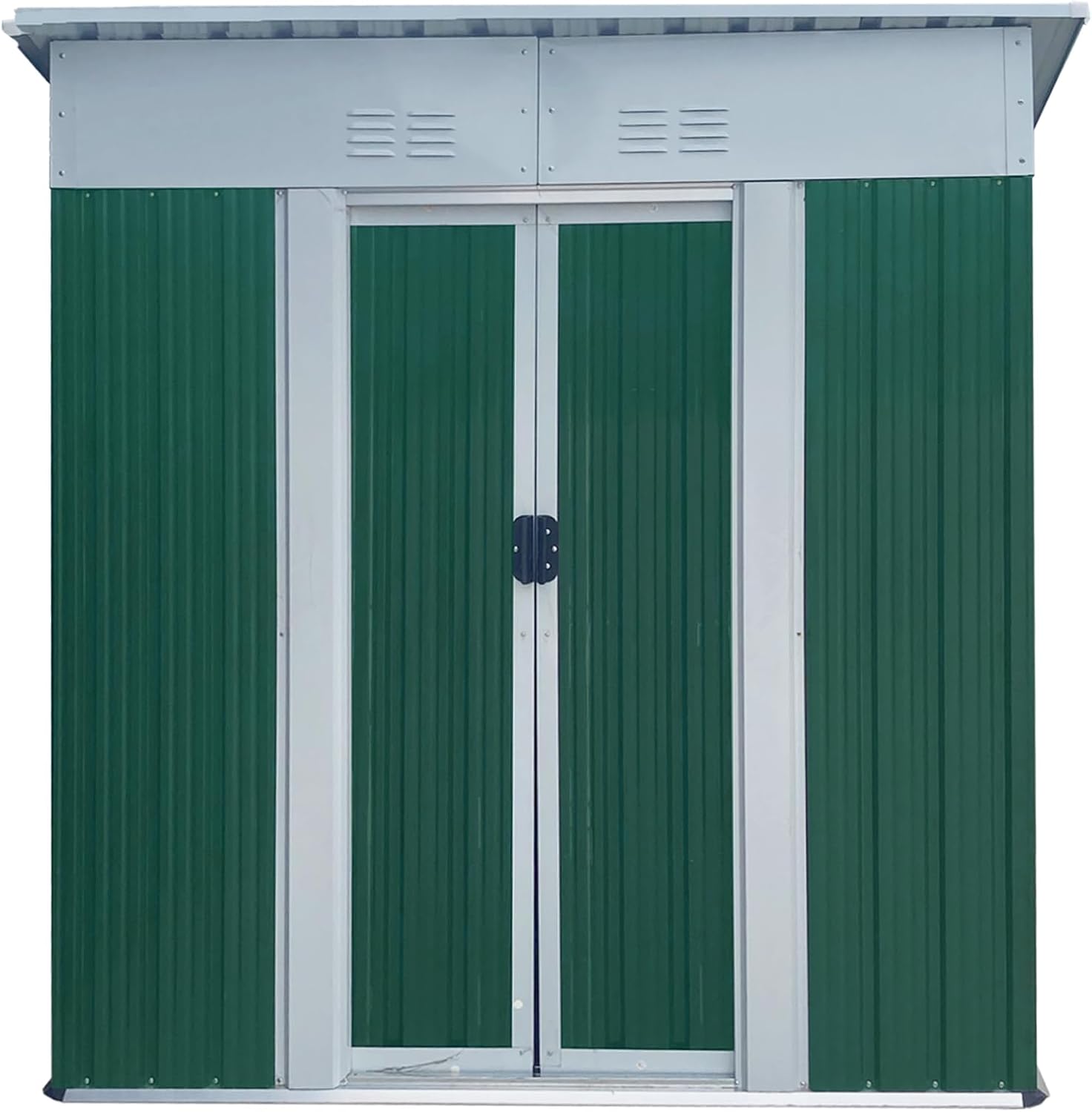 5FT x 3FT Metal Storage Shed – Green Outdoor Lean-to Shed, Galvanized Steel & Aluminum Alloy, Lockable Sliding Door for Garden Tools, Pet House, Pool Toys & More