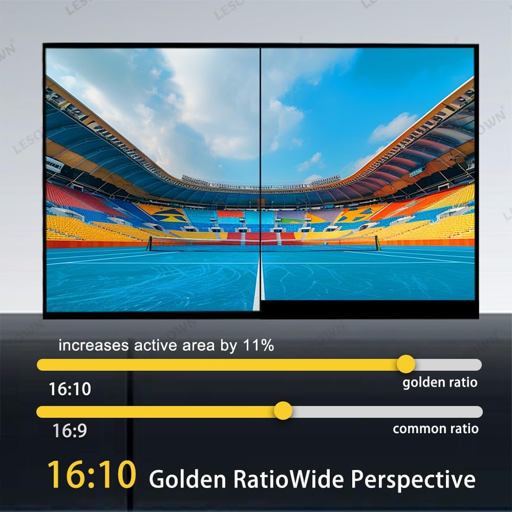 18' 1920x1200 Ultra Thin Portable Gaming Monitor Widescreen 100% sRGB 400Nits VESA USB-C External Display, Built-in Speakers (18' 1200P 120Hz No Touch)