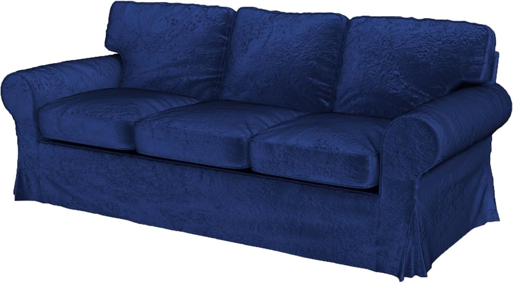 Velvet Pets Friendly Sofa Covers Custom Made Compatible for IKEA Ektorp Three Seat Sofa Slipcovers (Velvet Blue Ektorp 3)