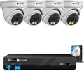 4COVR PoE Security Camera System, 2 Way Audio Talk & Dual Lights Smart Color Night Vision, Person Vehicle Detection, 4X 5MP Dome IP Camera IP67, 8CH 8MP NVR 2TB HDD, 24/7 Home Video, LY97KA5M0804