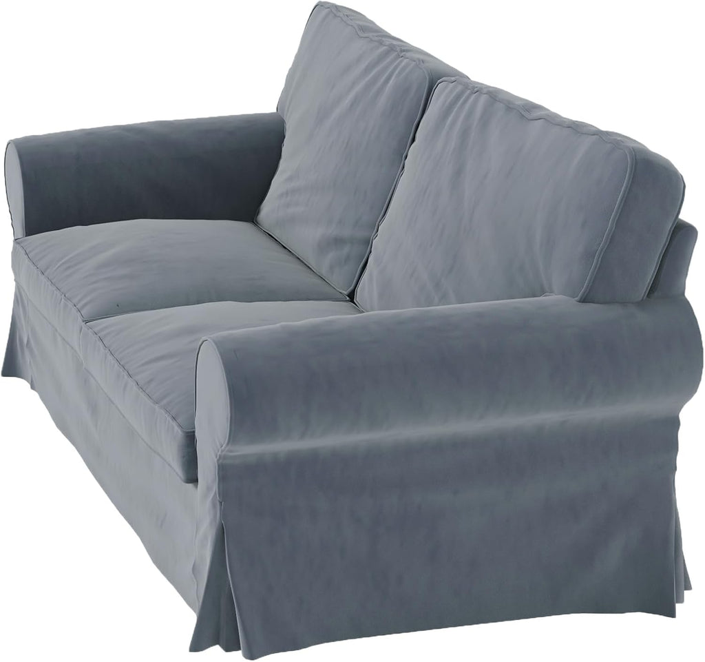 Velvet Pets Friendly Sofa Covers Made Compatible for IKEA Ektorp Loveseat Two Seat Slipcovers (Velvet Light Gray Ektorp 2)