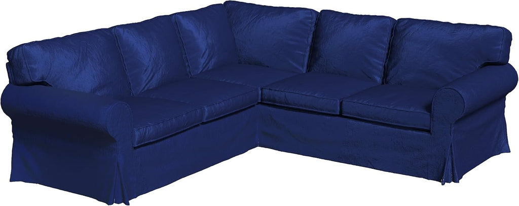 Velvet Pets Friendly Sectional Corner Sofa Covers Made Compatible with IKEA Ektorp 4 Four Seat Couch Sofa Slipcovers (Velvet Blue Ektorp 2+2)