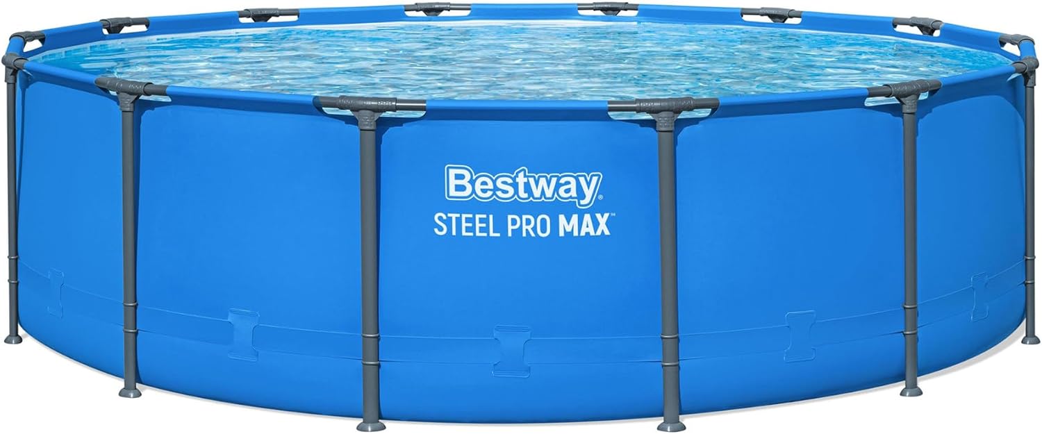 Bestway Steel Pro MAX 14' x 42' Above Ground Pool, Round Metal Frame Outdoor Swimming Pool for Backyard, Blue, Pool ONLY