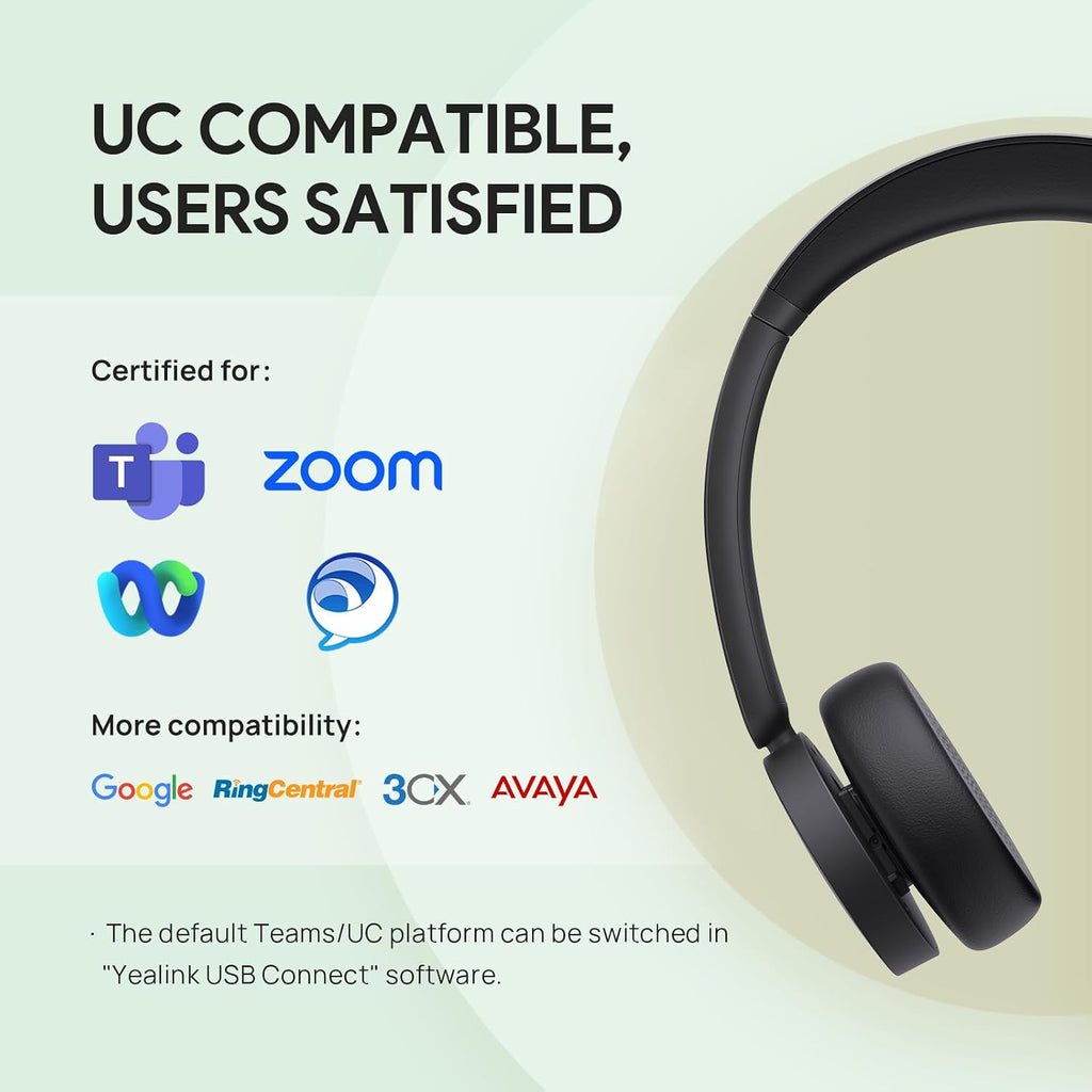 Yealink BH70 Dual Wireless Headset with Mic for Work, Bluetooth Headphone with Teams Certification, up to 35h Talk Time, 147g All-Day Wearing Comfort, Perfect for Open Office Home Hybrid Work