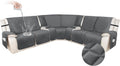 HDCAXKJ 100% Waterproof Velvet Recliner Sectional Couch Covers L Shaped Corner Reclining Sofa Cover Washable Thick Non Slip Sectional Slipcover with Pockets (5 Seat and 2 Middle Console, Dark Gray)