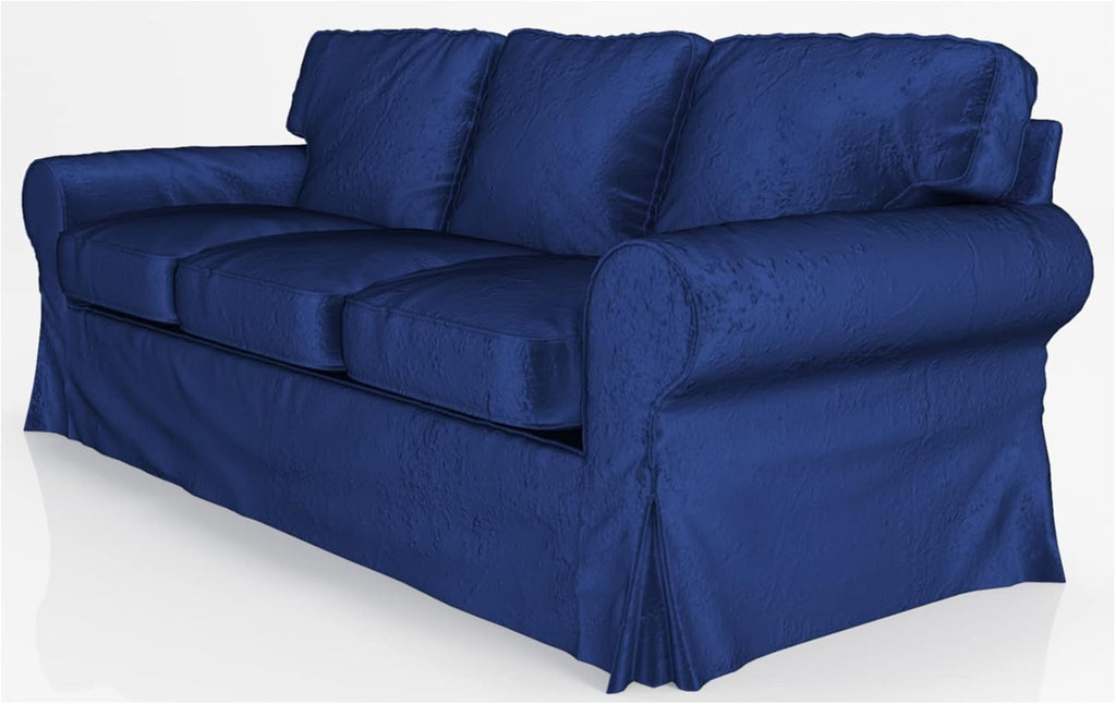 Velvet Pets Friendly Sofa Covers Custom Made Compatible for IKEA Ektorp Three Seat Sofa Slipcovers (Velvet Blue Ektorp 3)