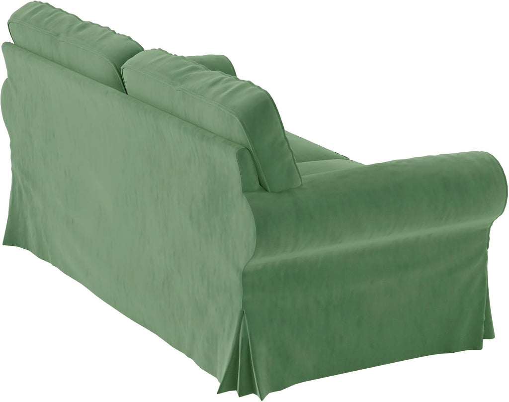 Velvet Pets Friendly Sofa Covers Made Compatible for IKEA Ektorp Loveseat Two Seat Slipcovers (Velvet Green Ektorp 2)